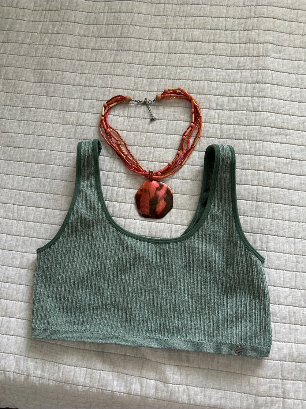 Lucky brand, sage, green ribbed sport casual comfy lounge bra L